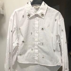 NWT high quality Jason wu high low embellished button down shirt